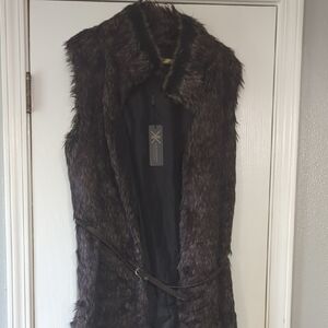 Kardashian Kollection Brown Faux Fur Vest
